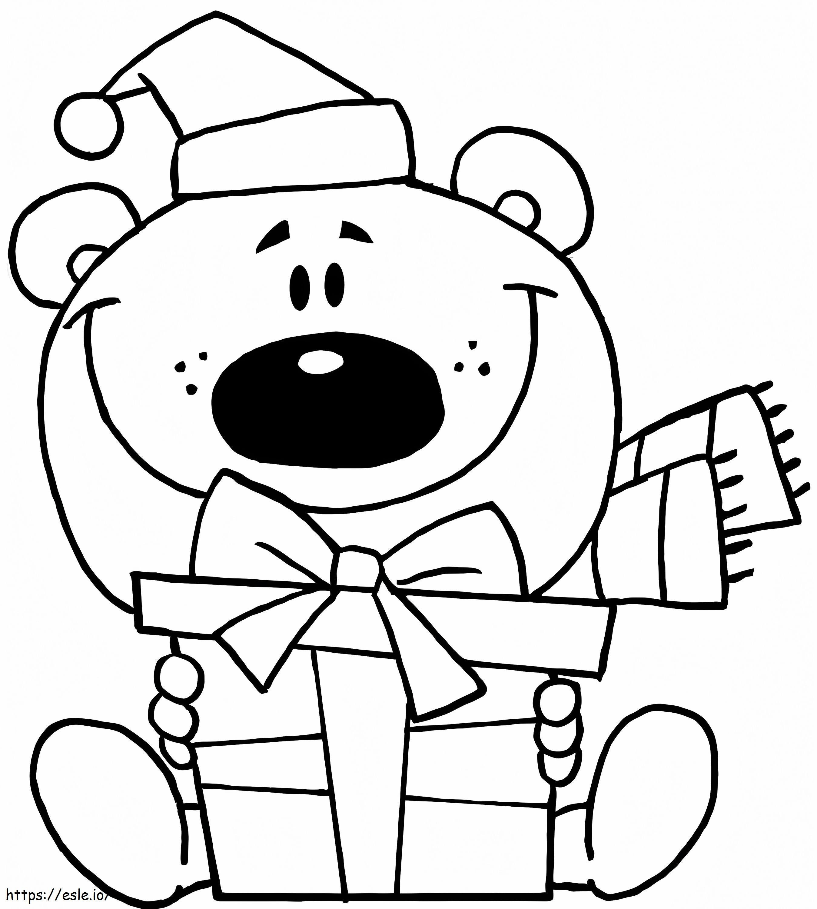 Teddy Bear And Present coloring page