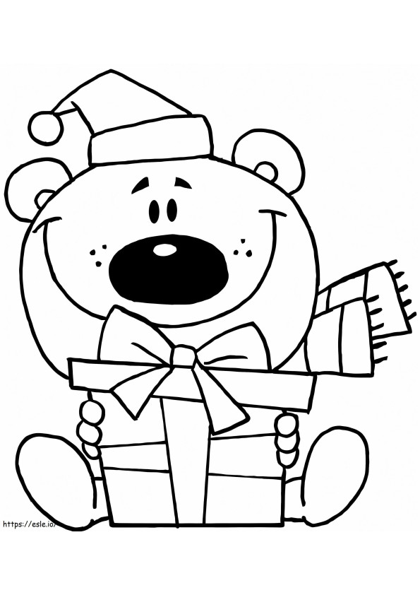 Teddy Bear And Present coloring page