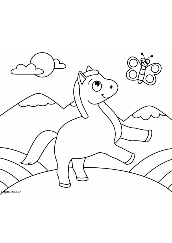 Horse And Butterfly coloring page