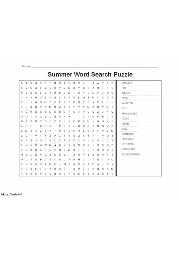 Summer Word Search Puzzles coloring page