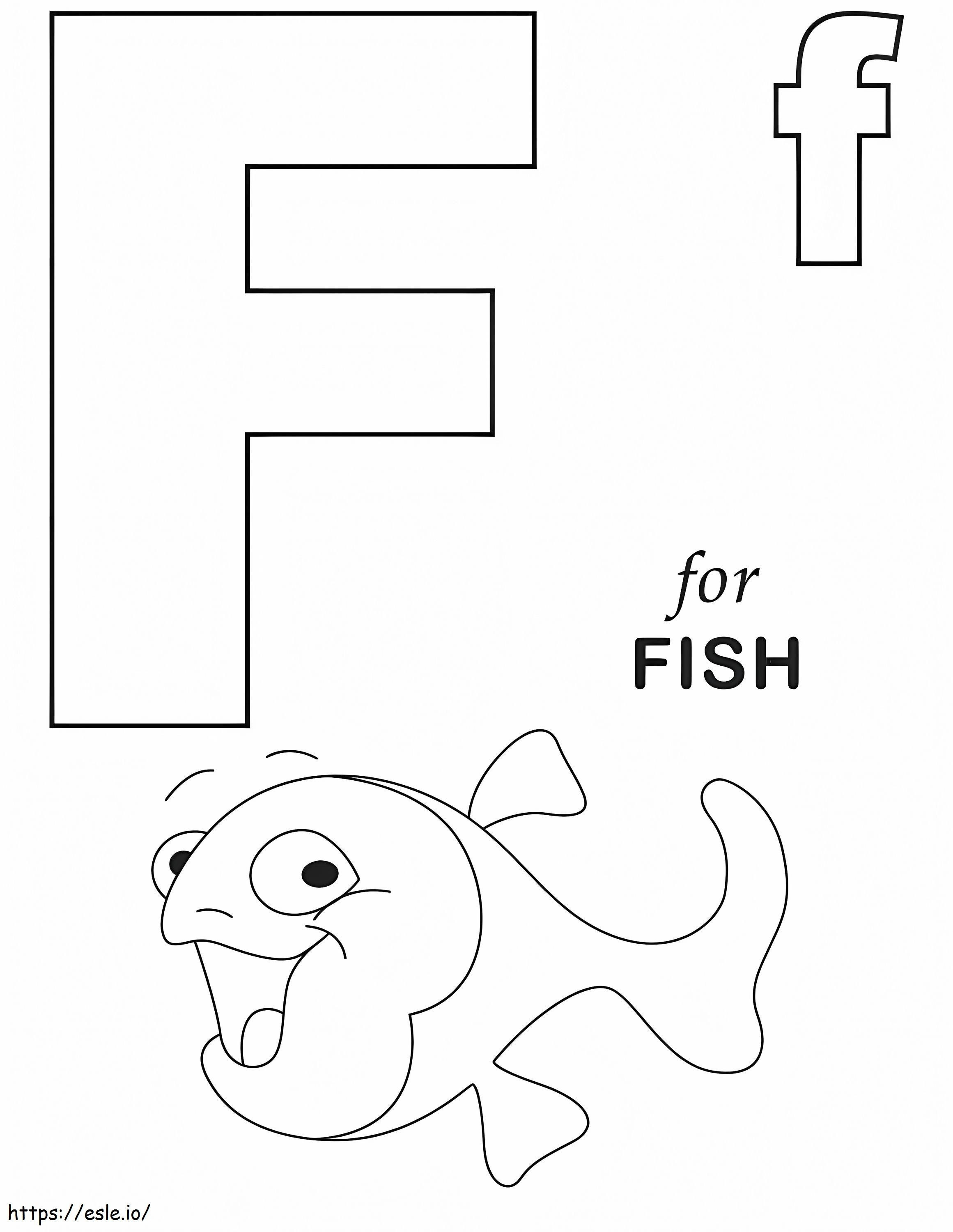 Peixe Letra F 1 para colorir