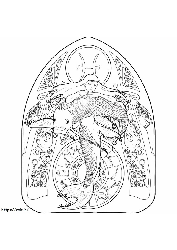 Print Pisces coloring page
