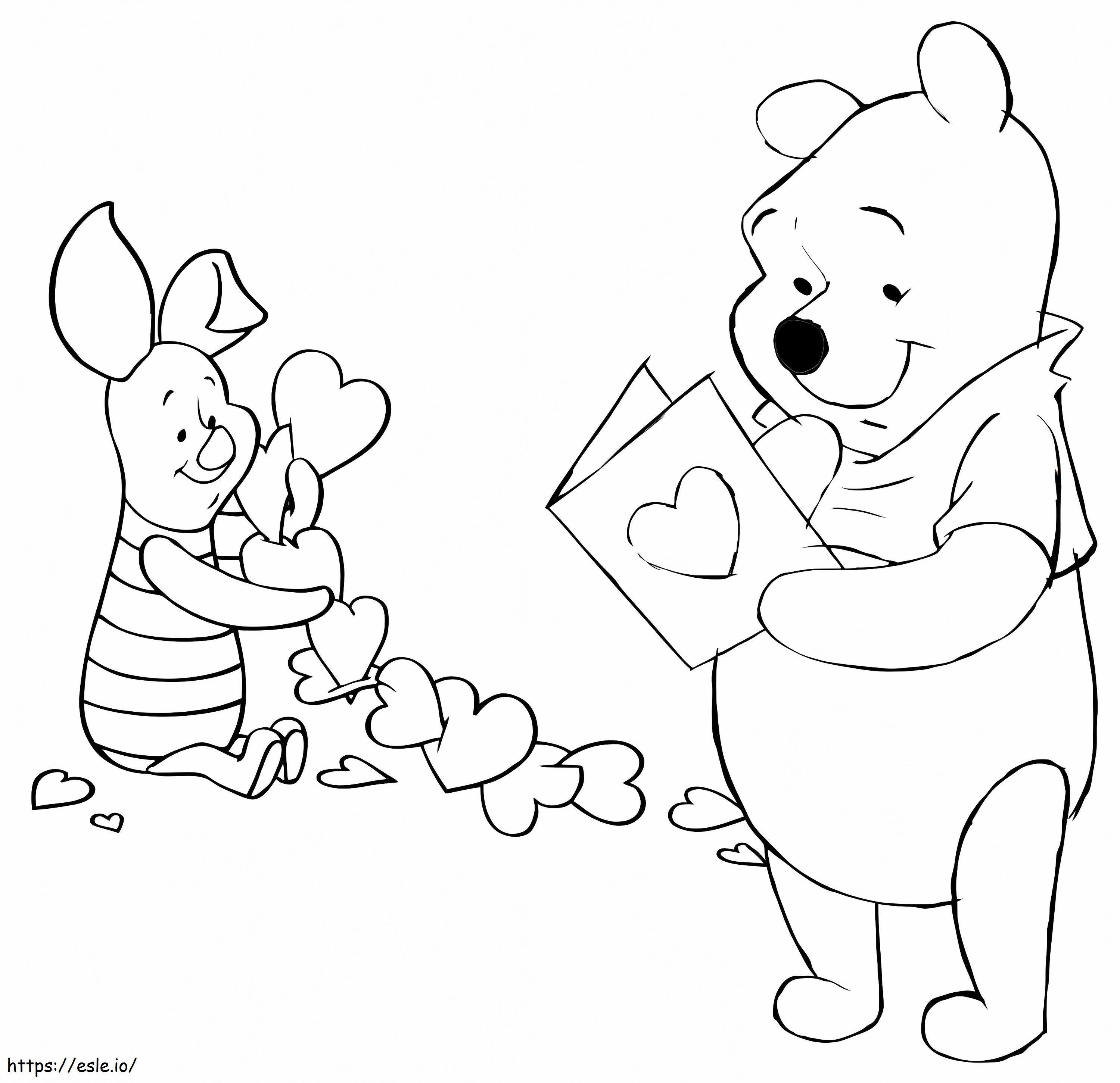 Pooh Disney Valentine coloring page