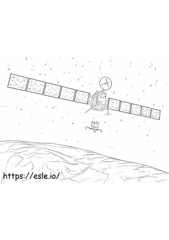 Coloriage Vaisseau spatial dans la comète Churyumov à imprimer dessin
