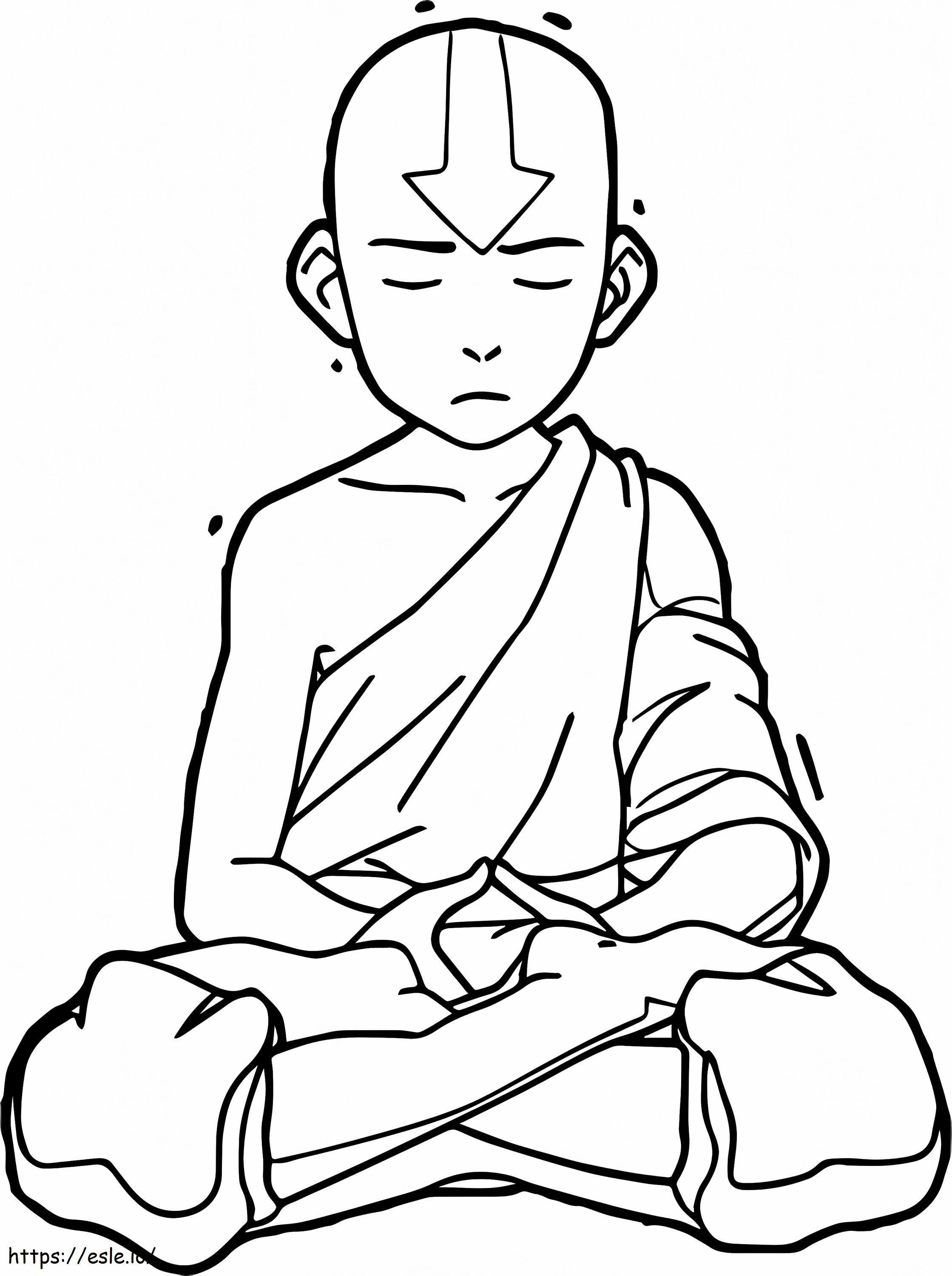  Aang Meditando A4 para colorear