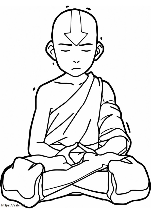  Aang Meditando A4 para colorir