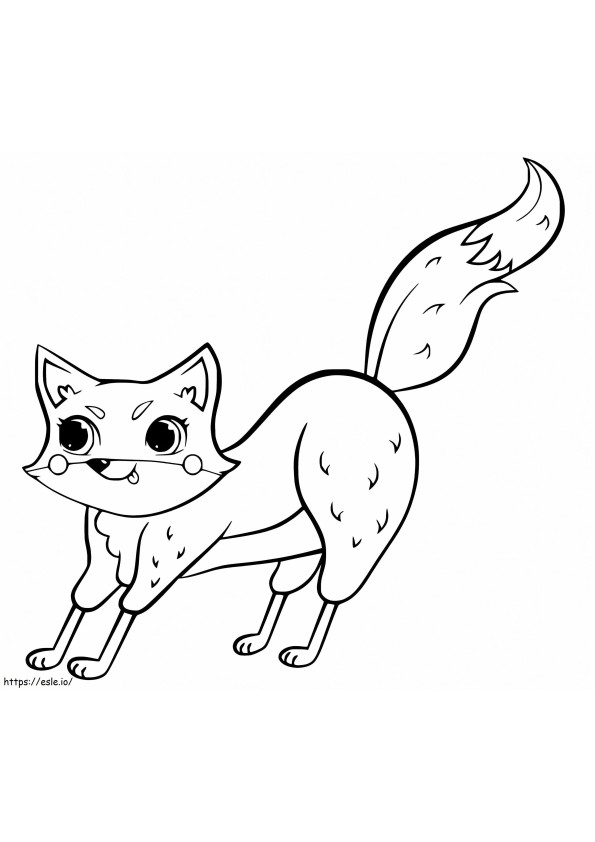 Coloriage Étirement mignon de renard à imprimer dessin