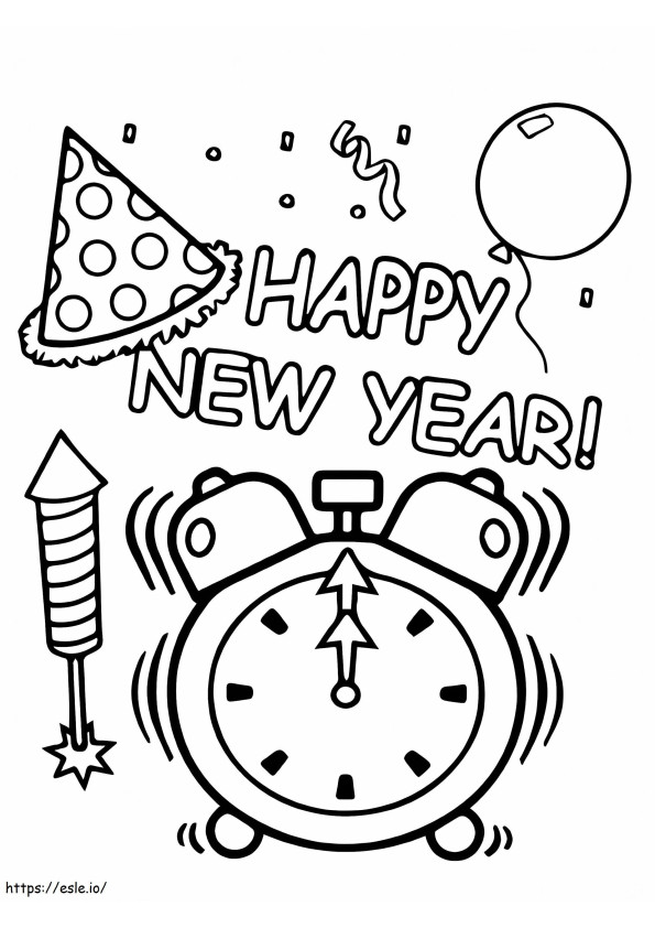Pagina da colorare di conto alla rovescia di felice anno nuovo da colorare