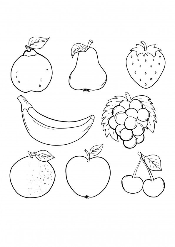 random fruits coloring page to print for free