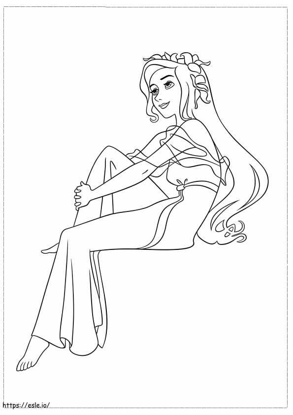Coloriage Giselle assise à imprimer dessin