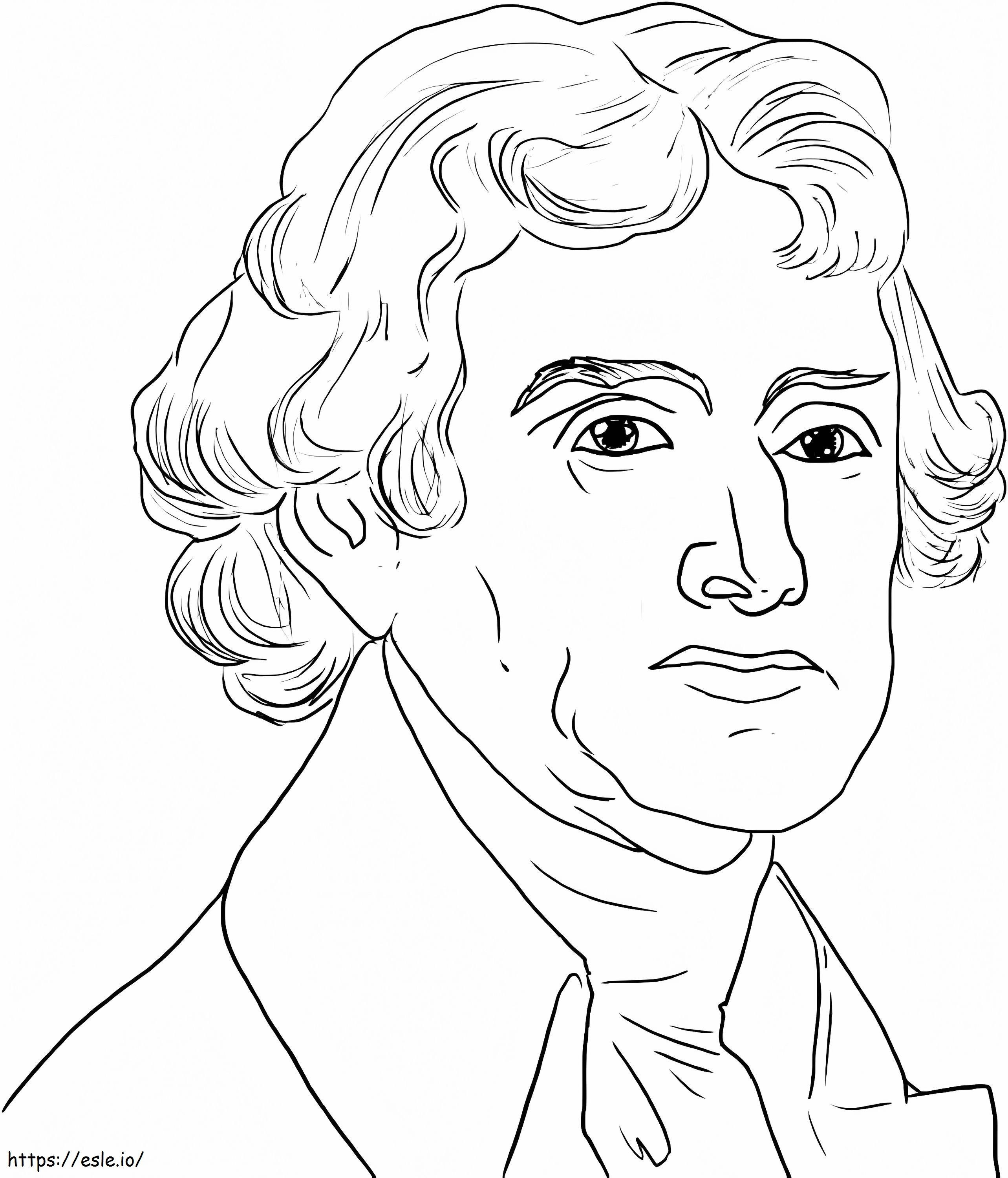 Portret Thomas Jefferson de colorat