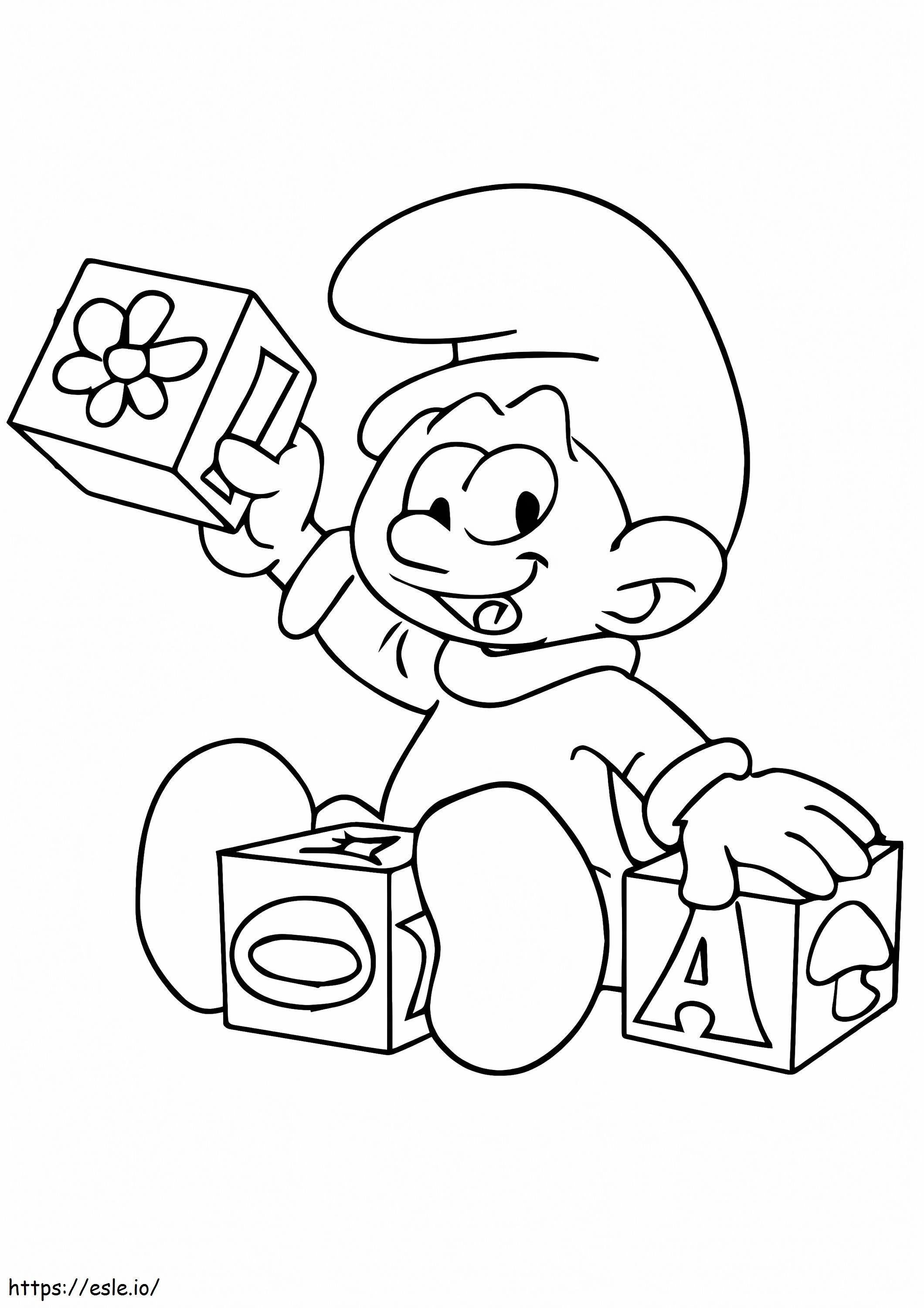 The Baby Smurf Playing A4 coloring page
