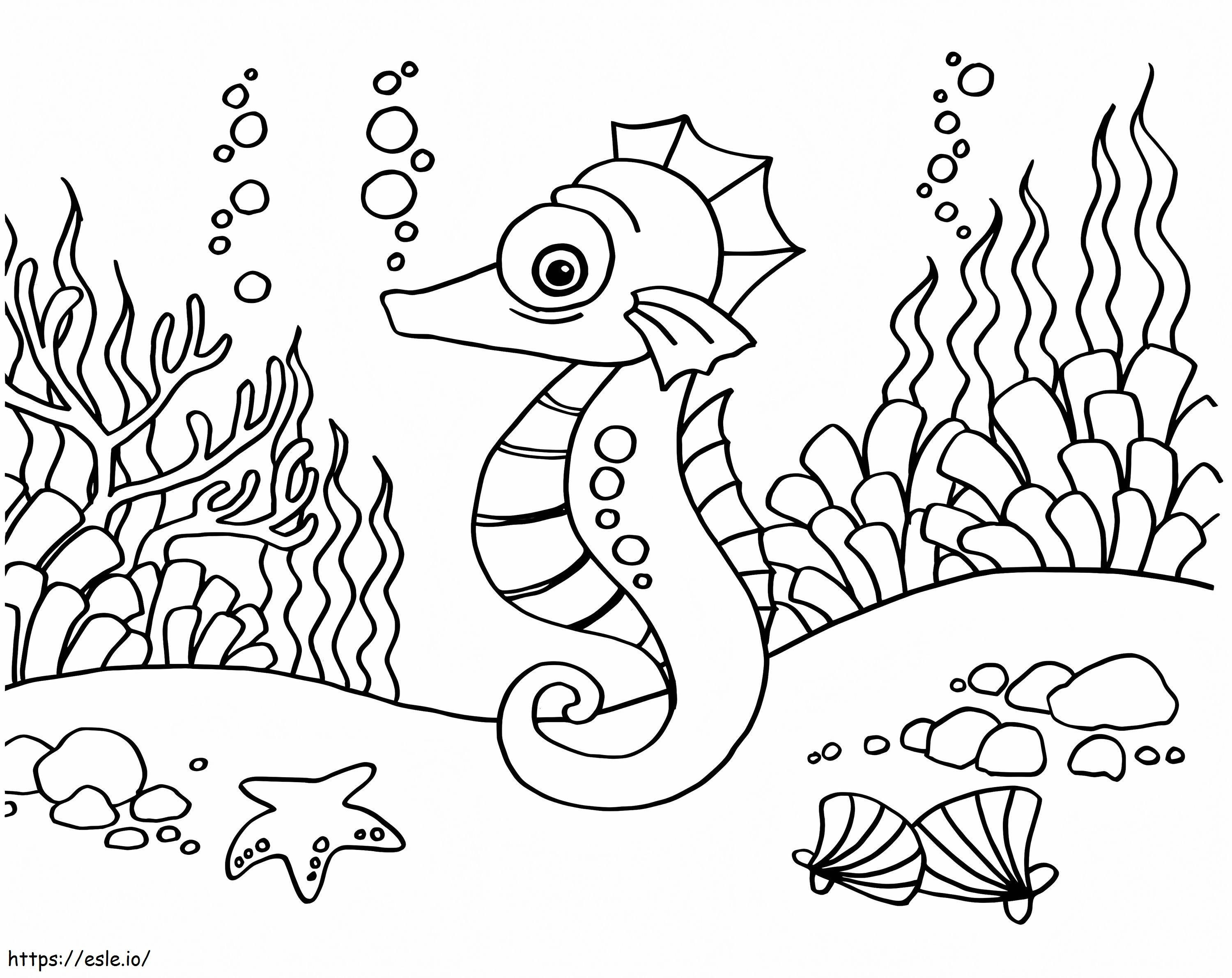 Seahorse Swimming coloring page