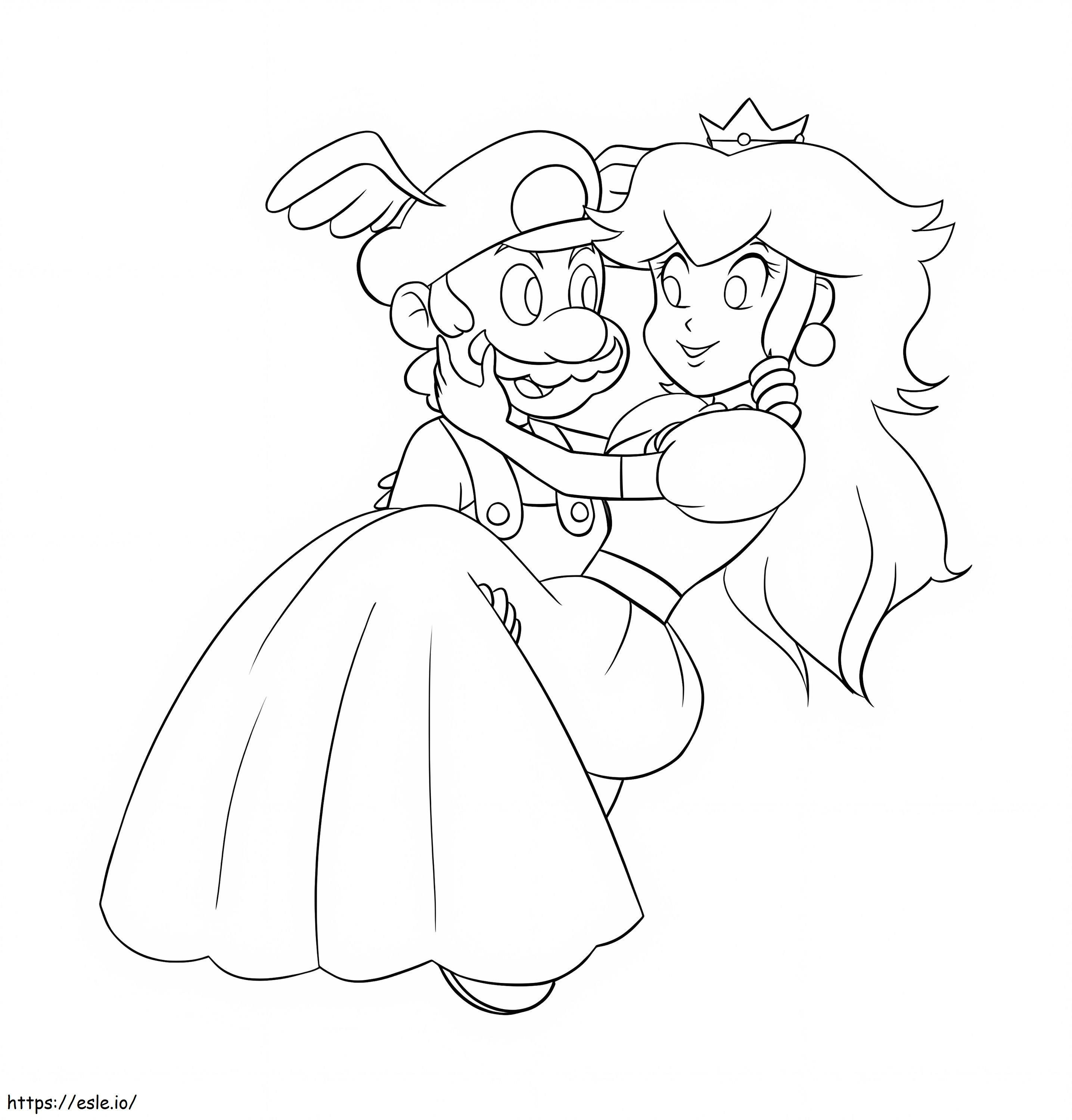 Mario Carrying Princess Peach coloring page