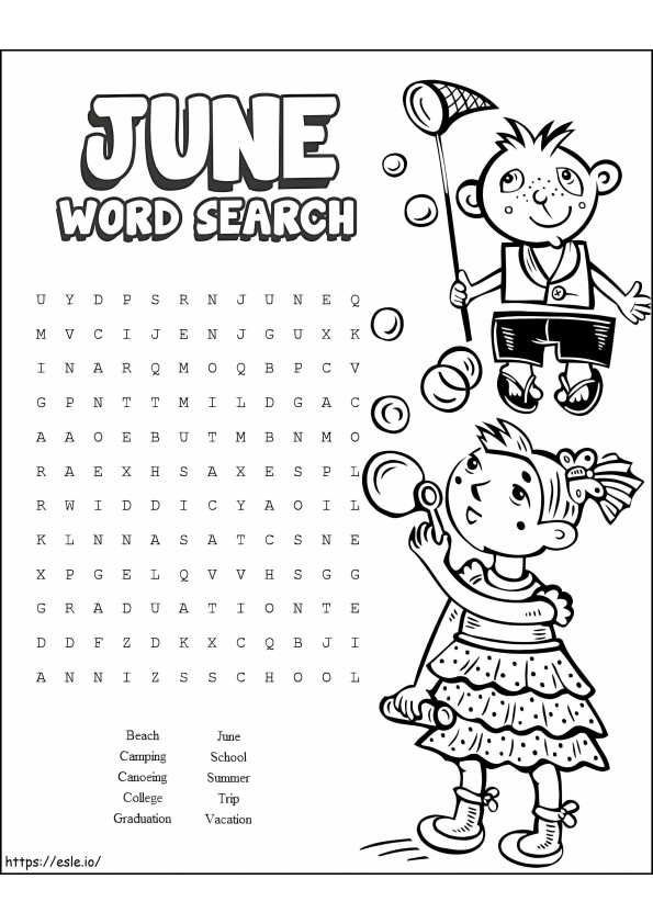 June Word Search coloring page