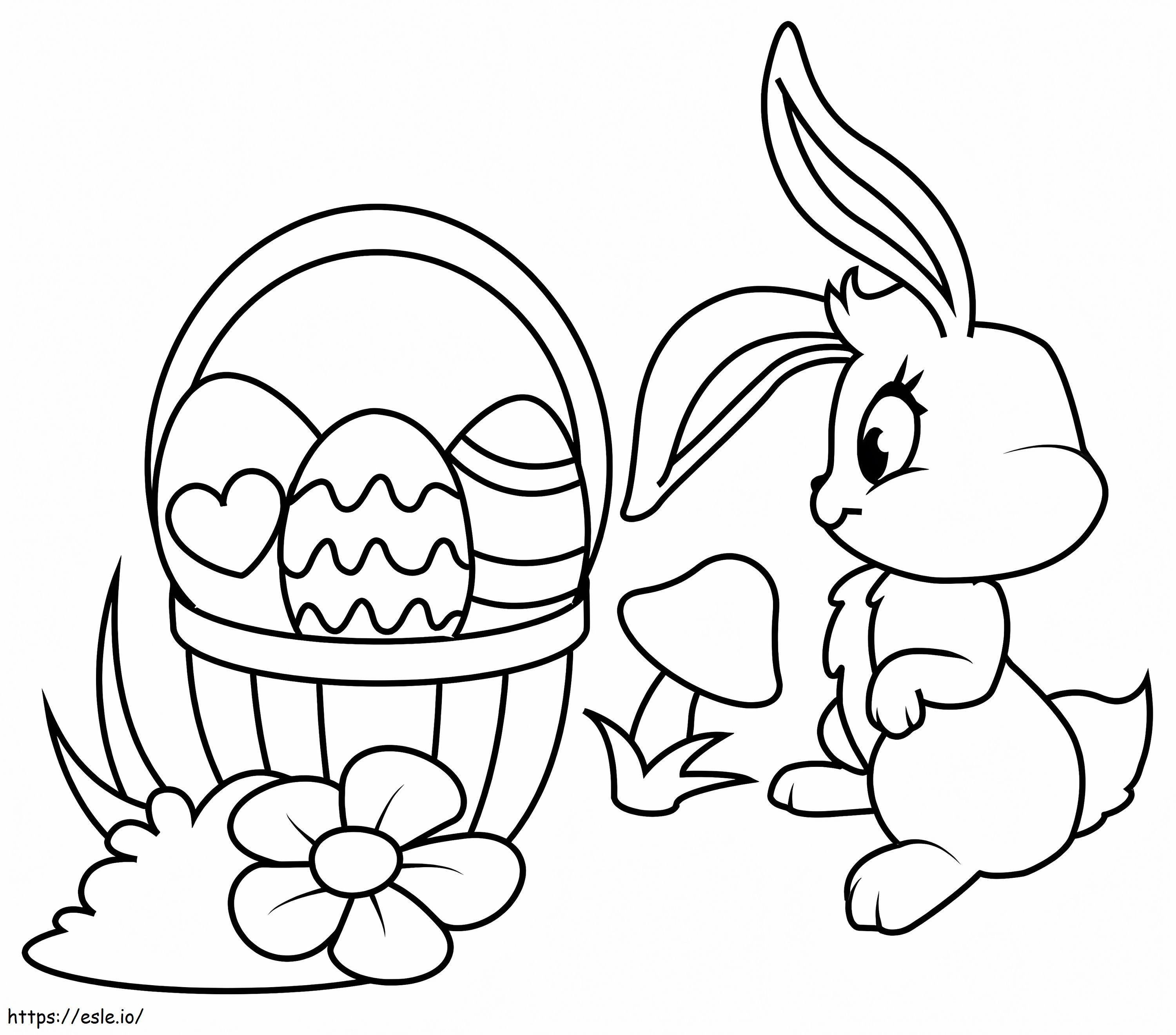 Easter Basket And Bunny coloring page