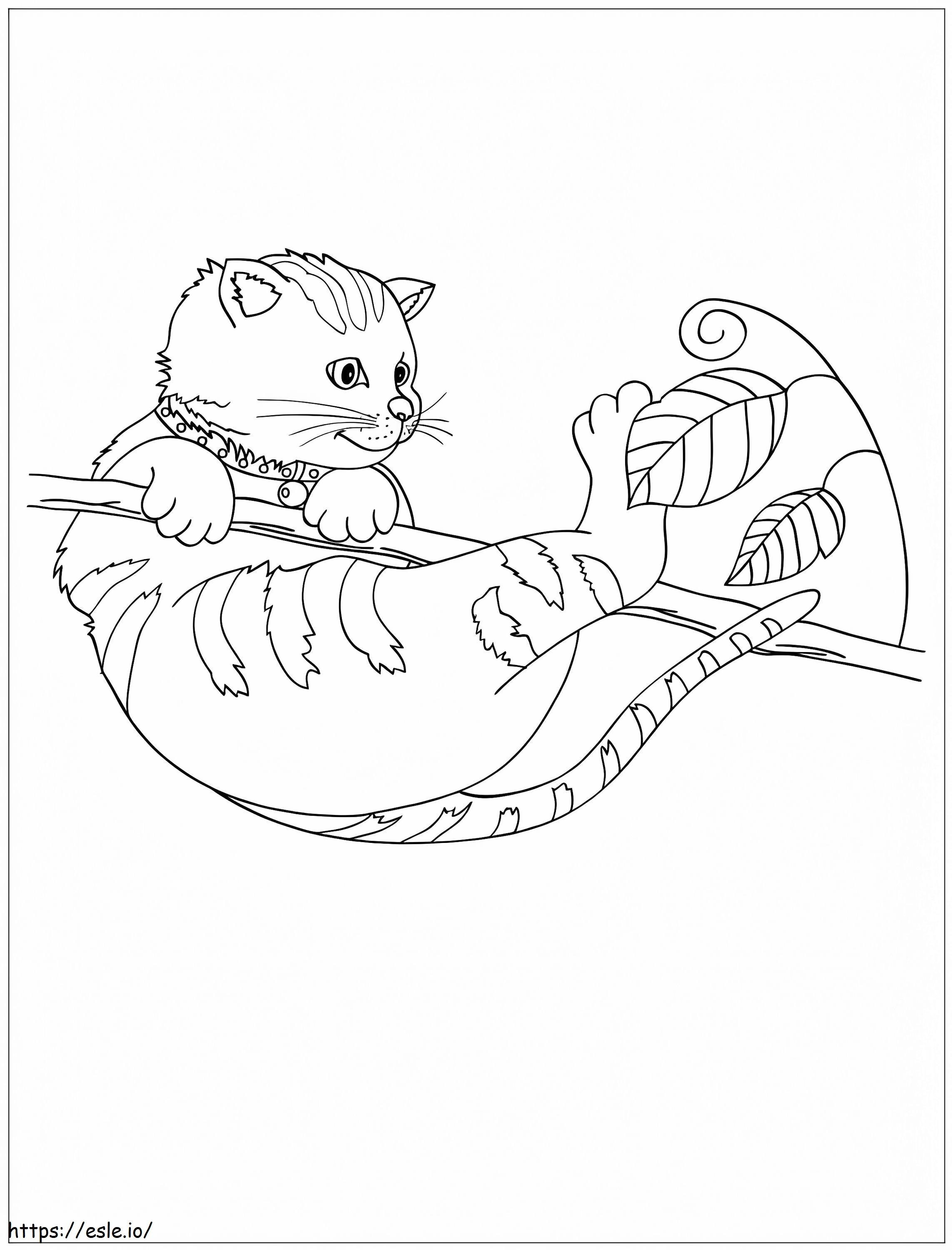 Cat On A Branch coloring page