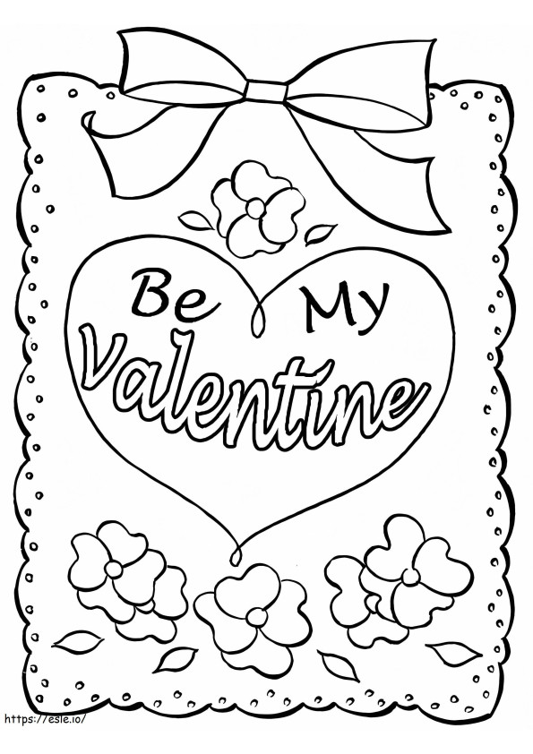 Coloriage Soyez à moi carte Saint Valentin à imprimer dessin