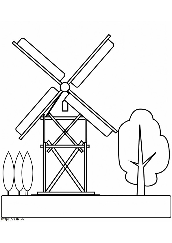 Coloriage Moulin à vent 4 à imprimer dessin