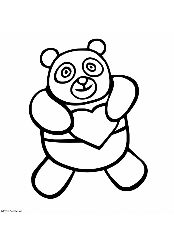 Panda With A Heart coloring page