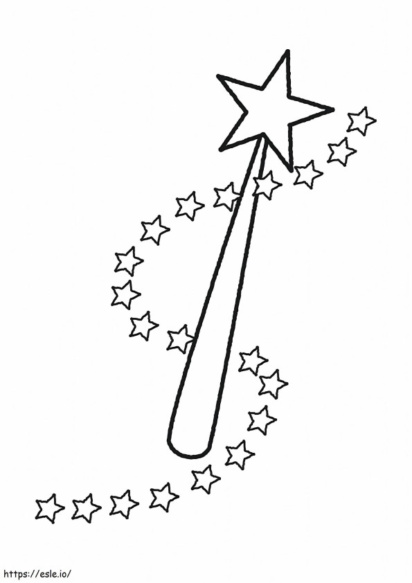 基本的な星付き魔法の杖 ぬりえ - 塗り絵