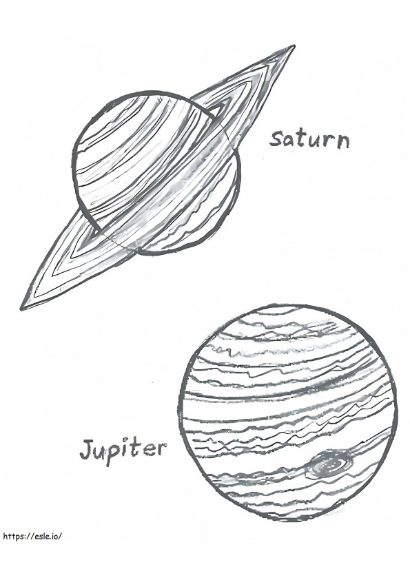 Jupiter și Saturn de colorat