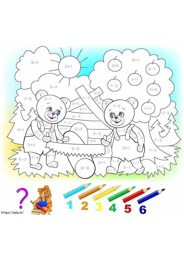 Matemáticas de osos lindos para colorear
