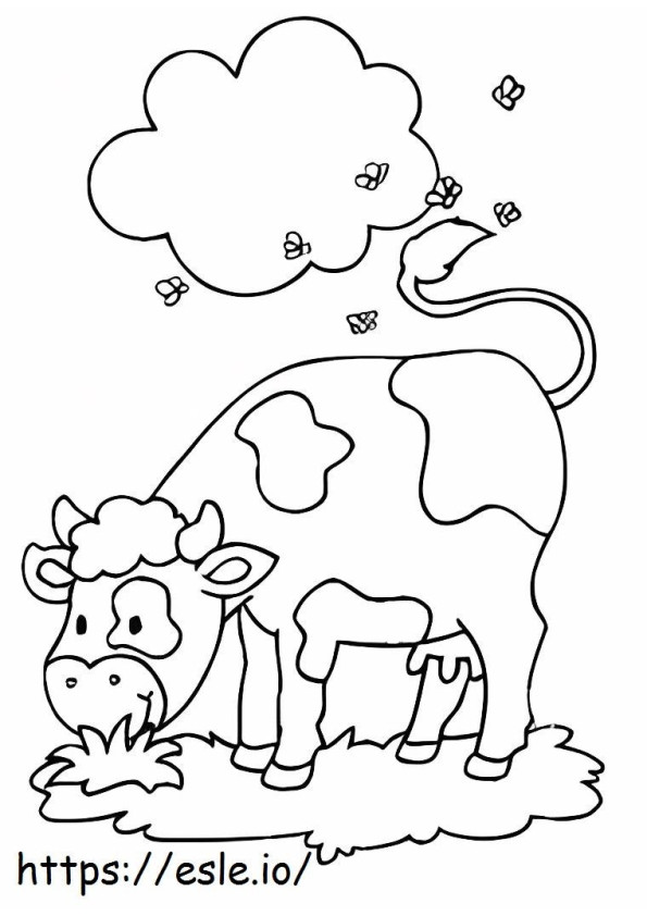 Vaca Bonita Comendo Grama para colorir