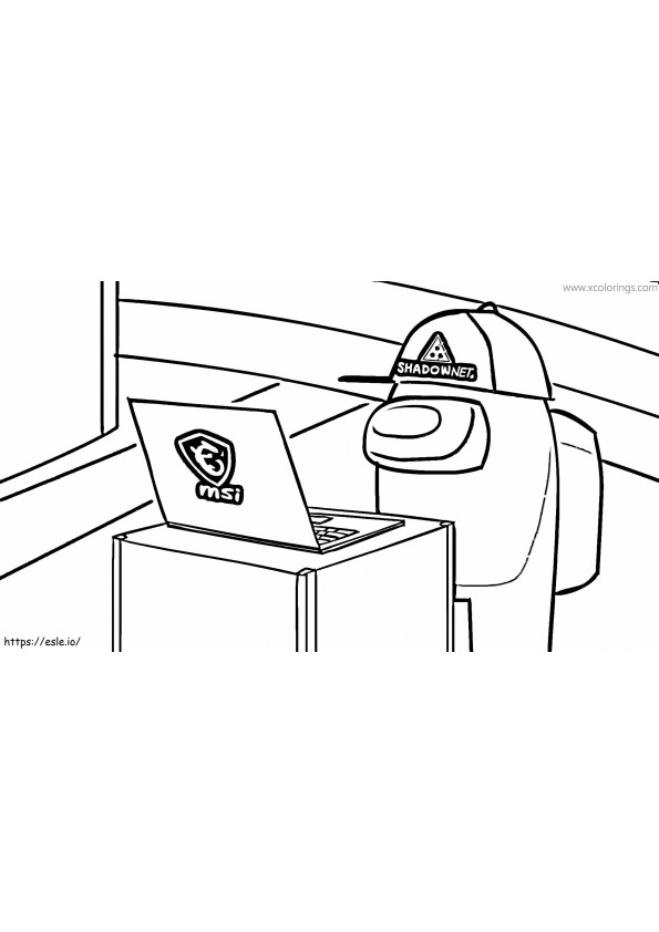 Among Us Work With Laptop coloring page