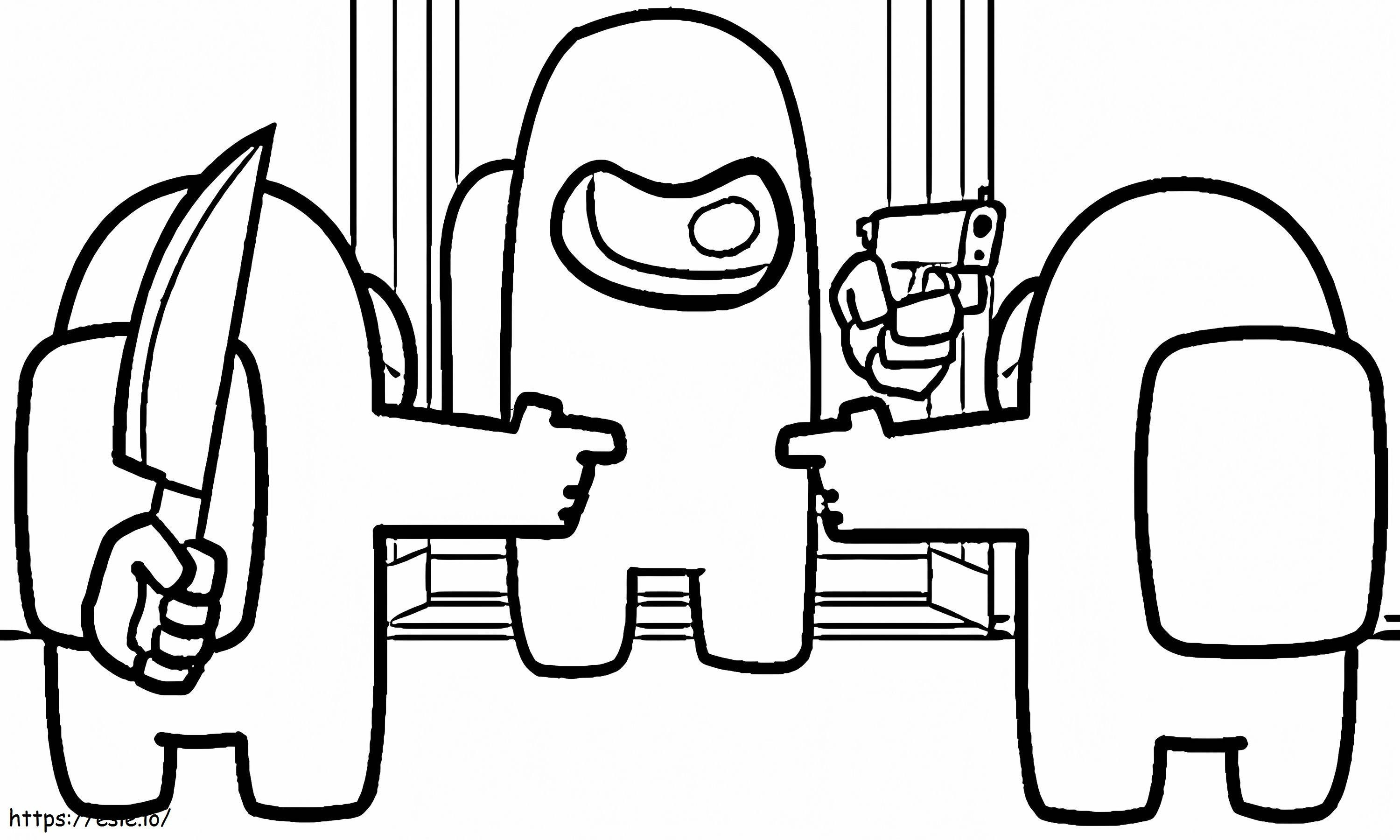 Among Us Fighting coloring page