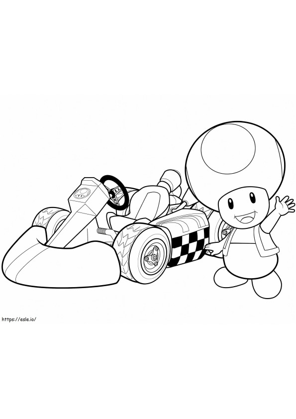 Toad în Mario Kart Wii de colorat