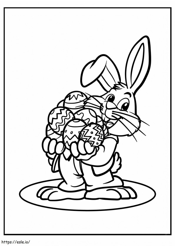 Coloriage Bugs Bunny tenant des oeufs de Pâques à imprimer dessin