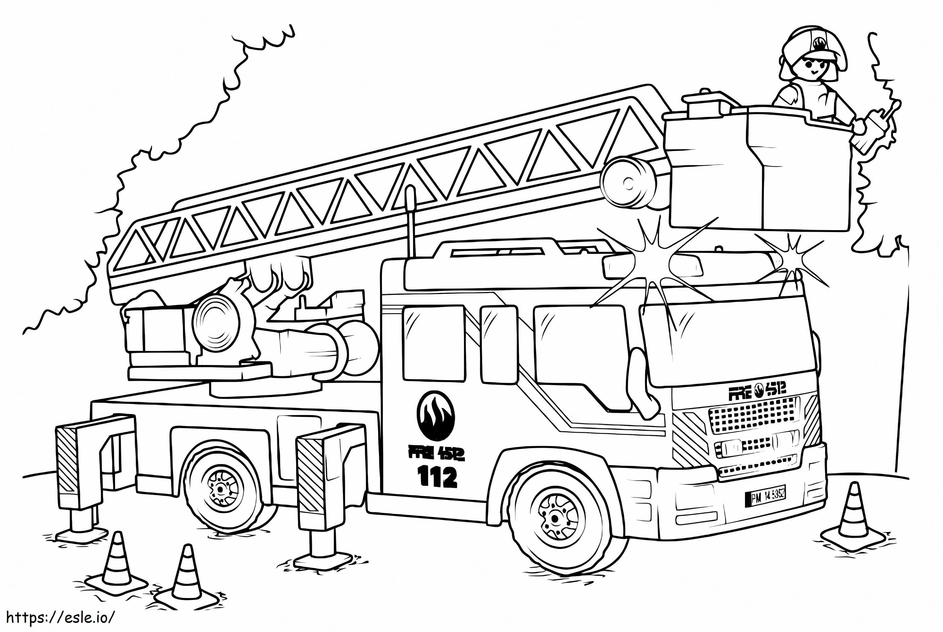 Camion de pompieri Playmobil de colorat