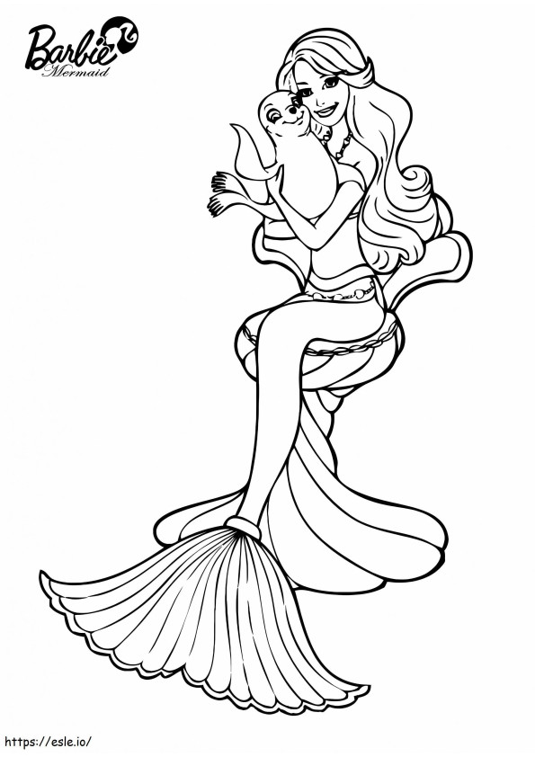 Barbie Mermaid And Seal coloring page