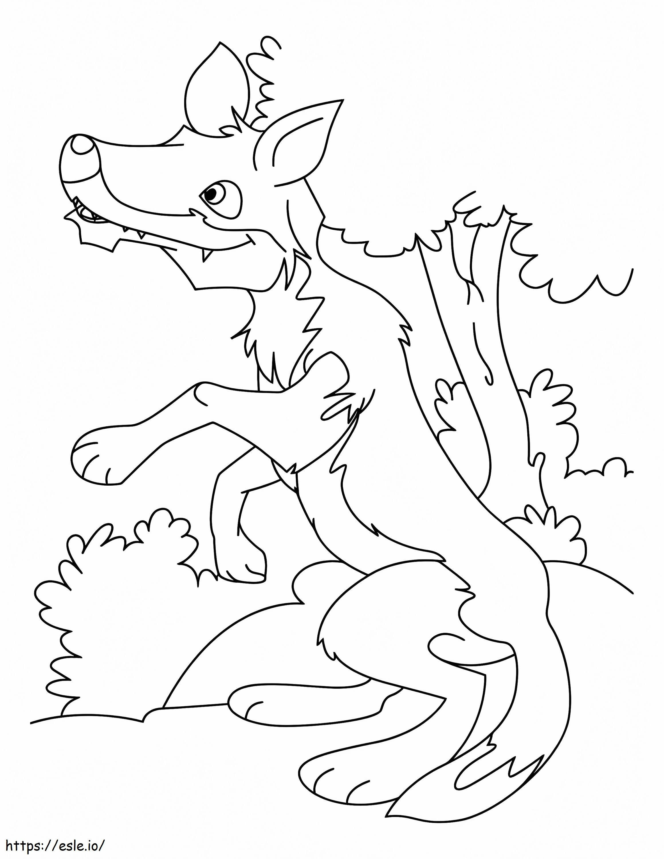 Funny Cartoon Wolf coloring page