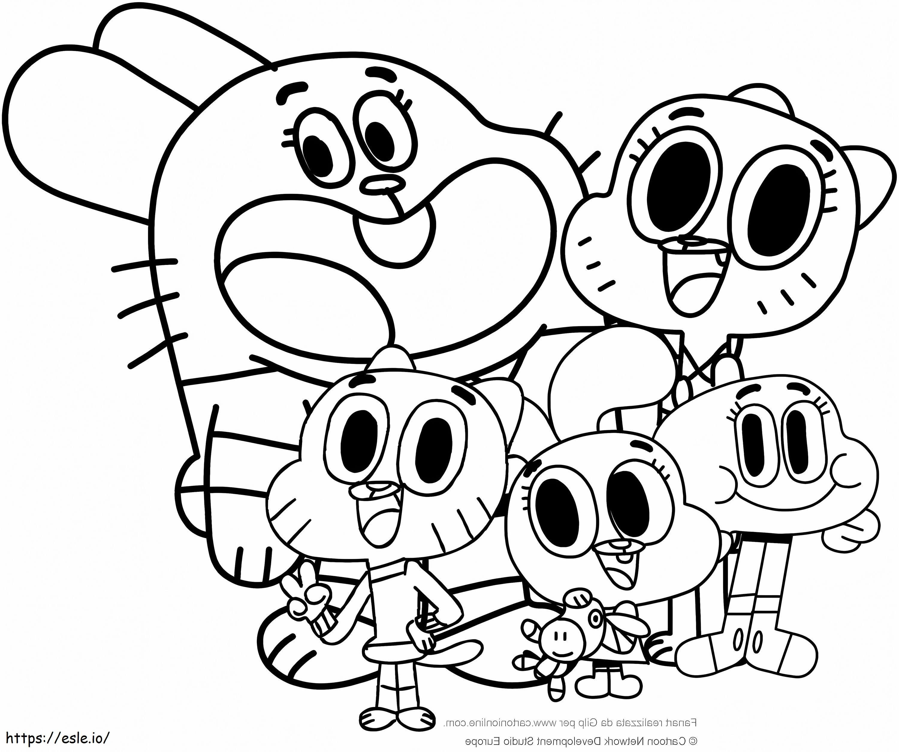Coloriage  Gumball 5H7K Famille Watterson Le monde incroyable de Gumball à imprimer dessin