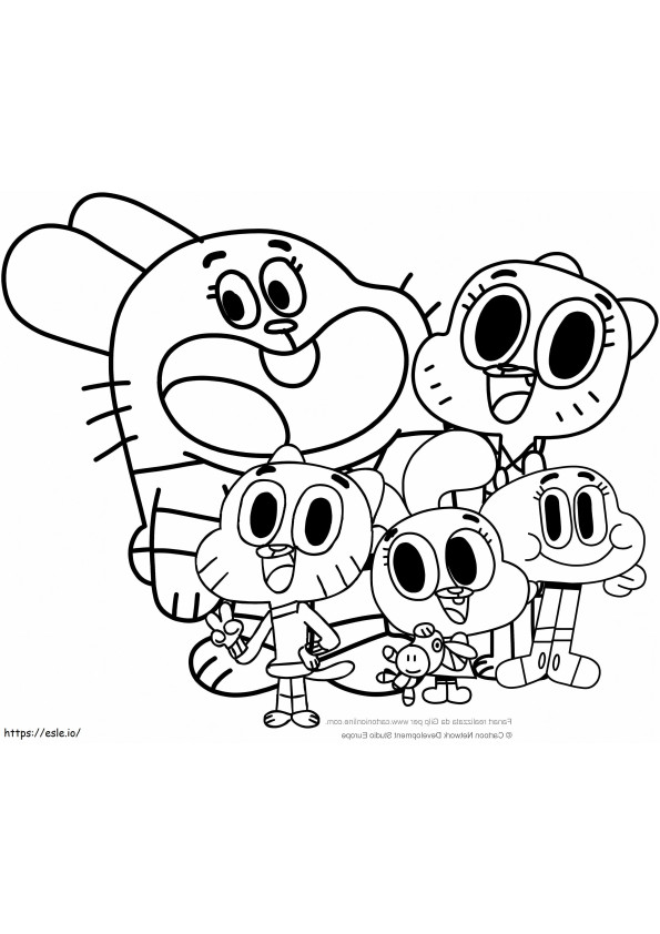 Gumball 5H7K Watterson Family The Amazing World Of Gumball coloring page