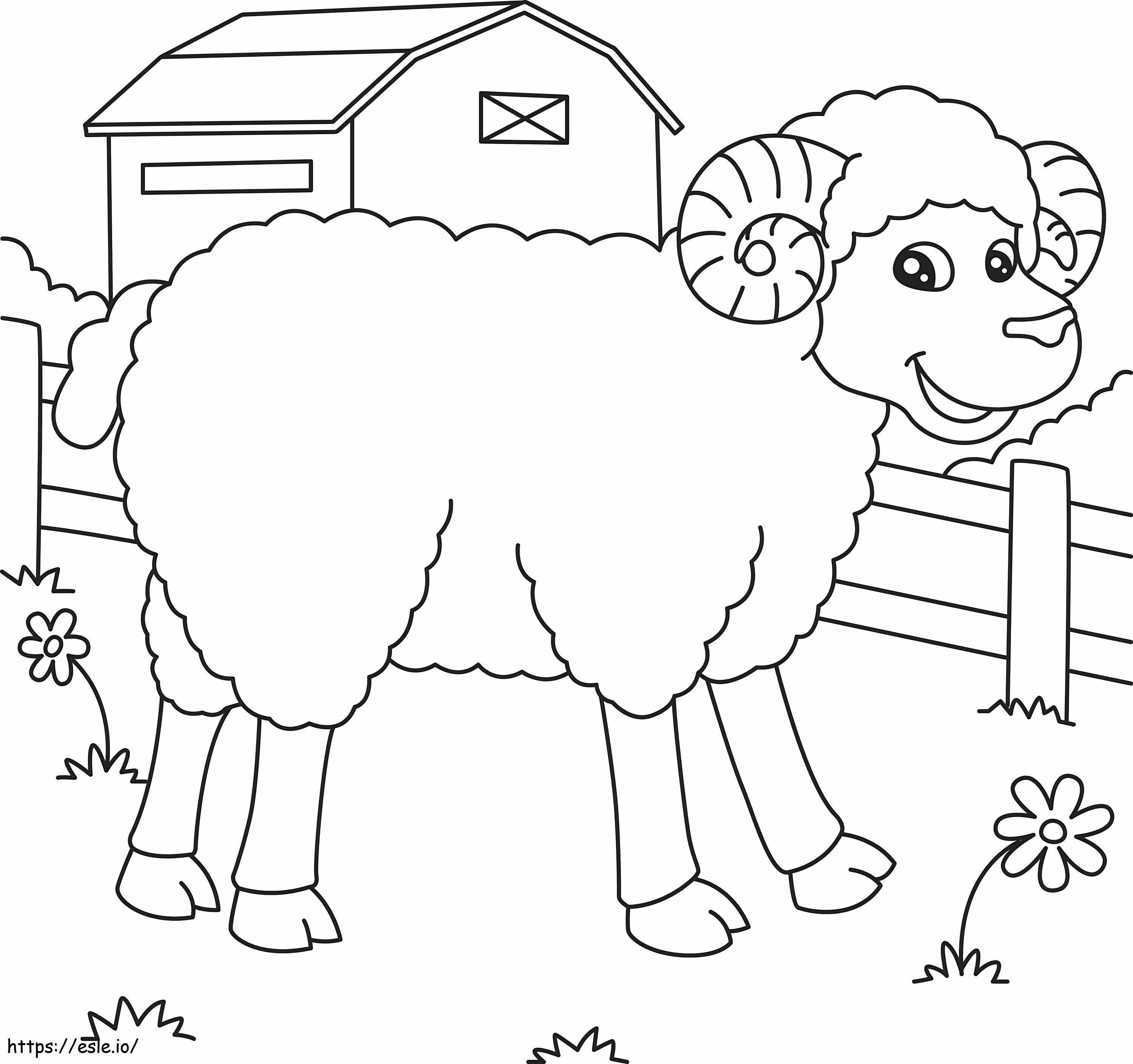 Hauskoja lampaita tilalla värityskuva
