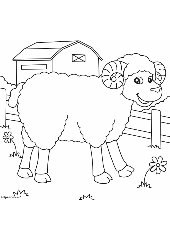 Coloriage Moutons drôles à la ferme à imprimer dessin
