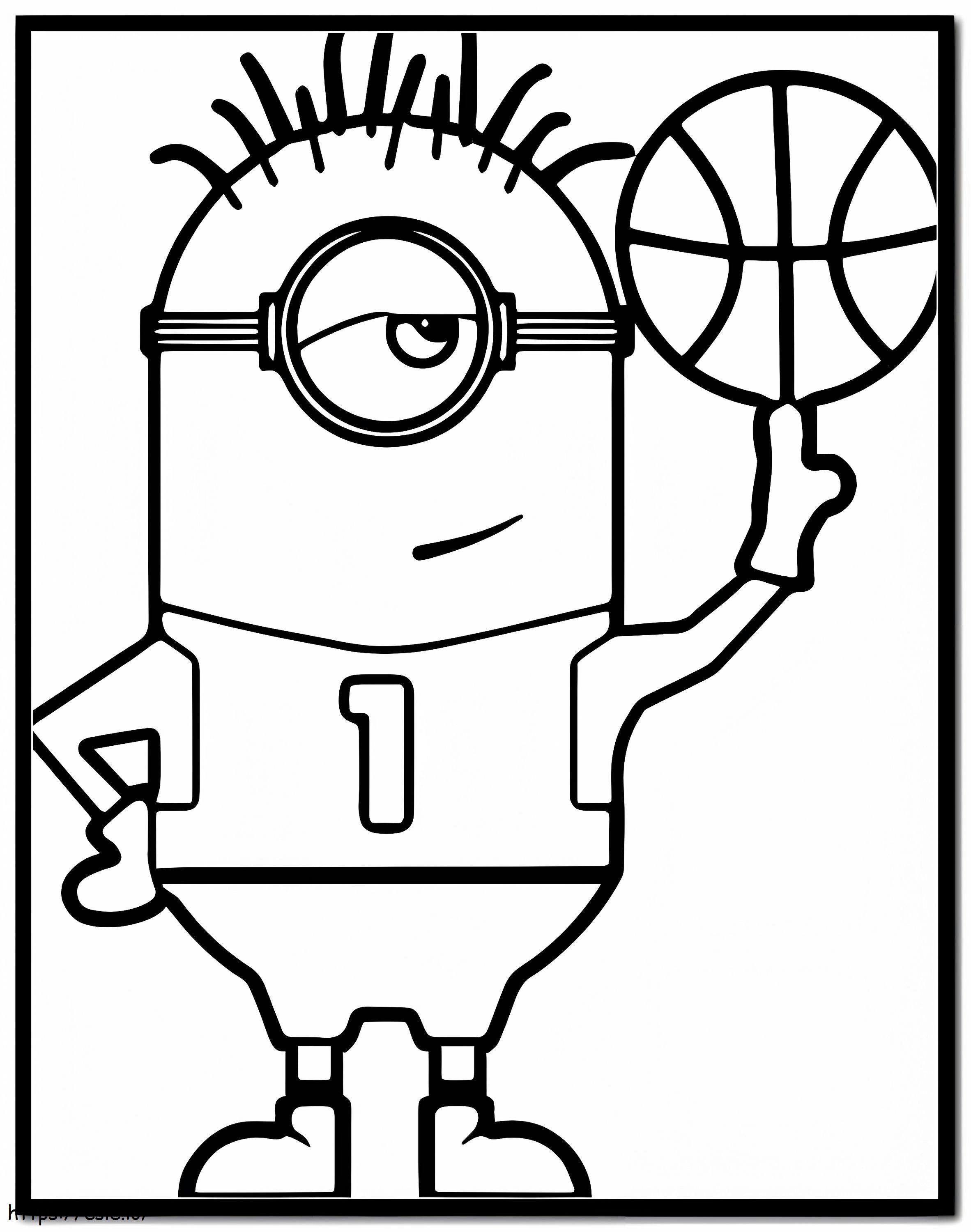 Minions Playing Basketball coloring page