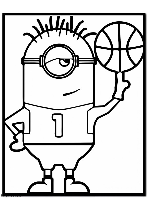 Coloriage Minions jouant au basket à imprimer dessin