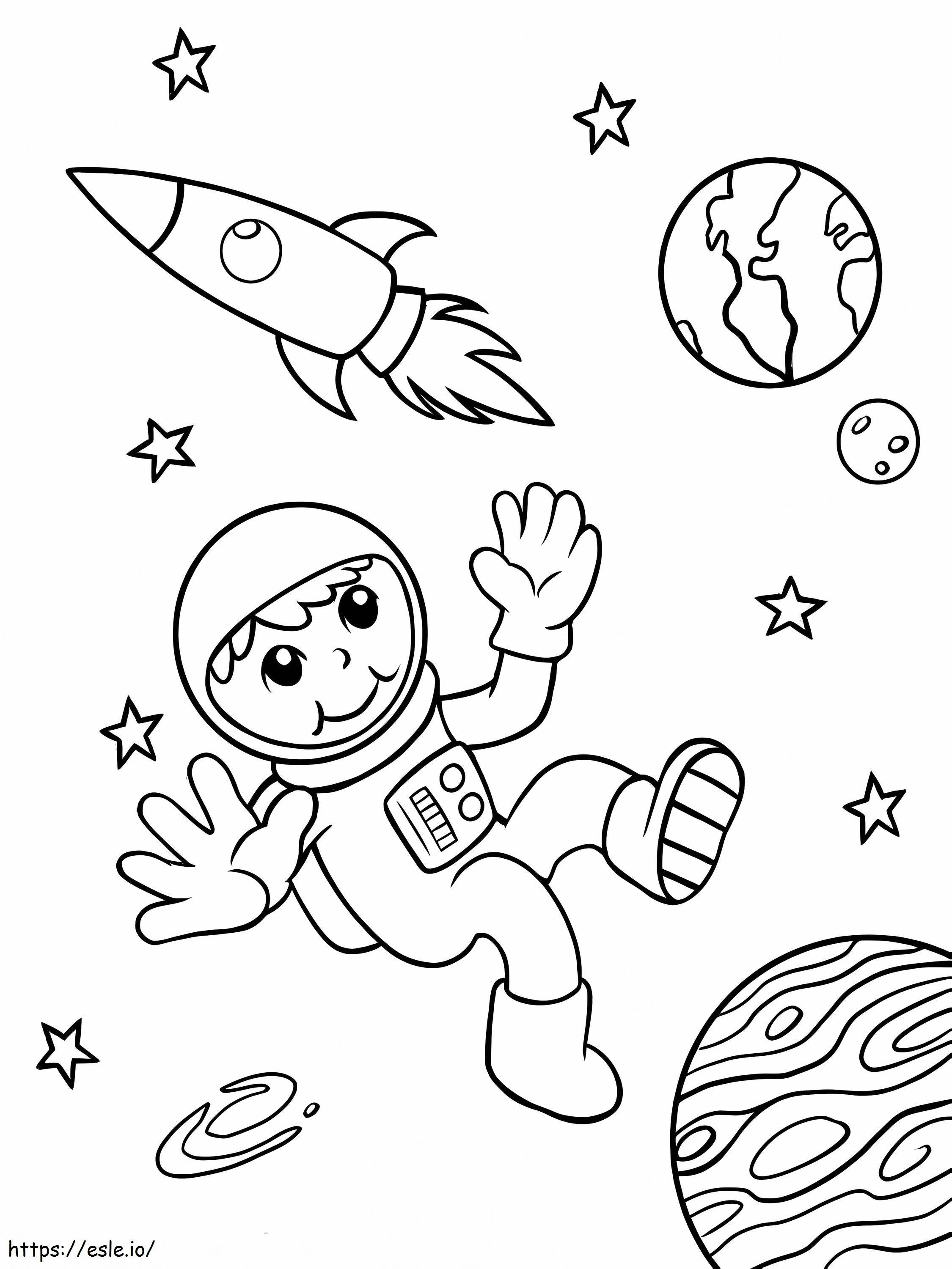 Astronot Boy Space Space Gambar Mewarnai