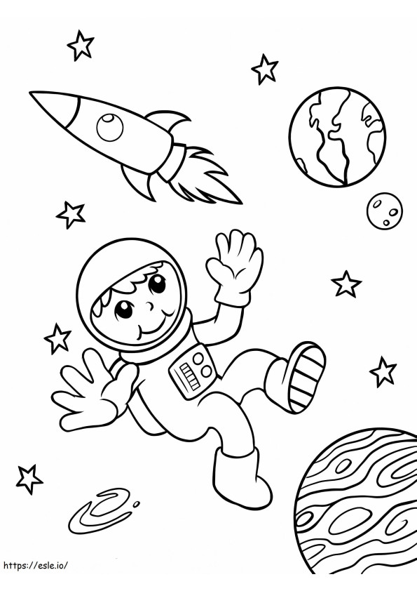 Chłopiec astronauta Przestrzeń kosmiczna kolorowanka