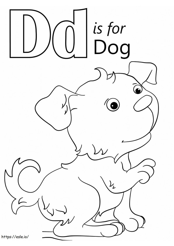 Lettera del cane D da colorare