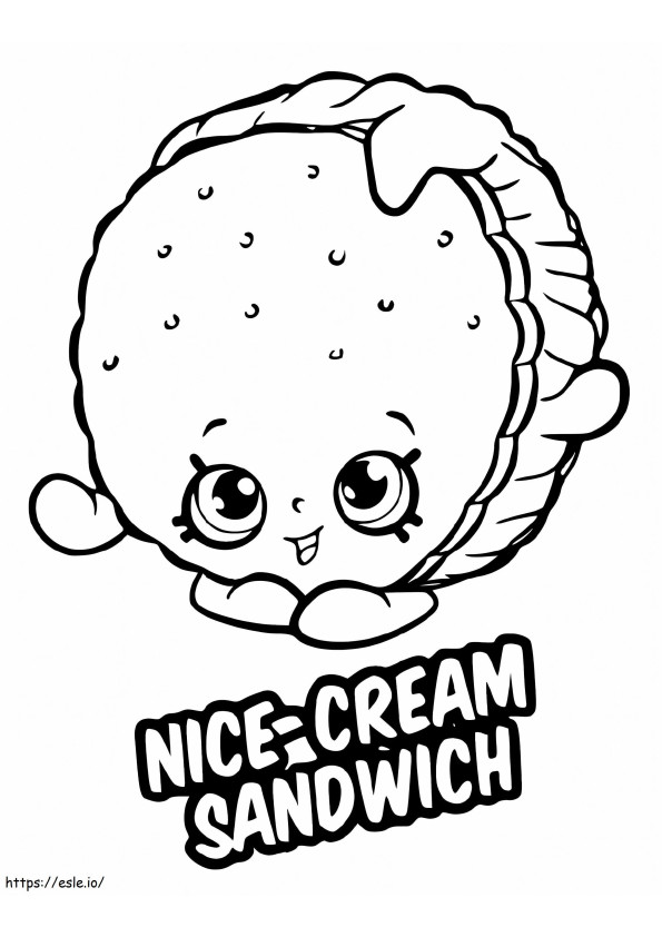 Nice Cream Sandwich Shopkin coloring page