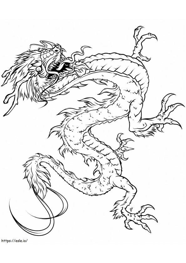 Siisti kiinalainen lohikäärme värityskuva