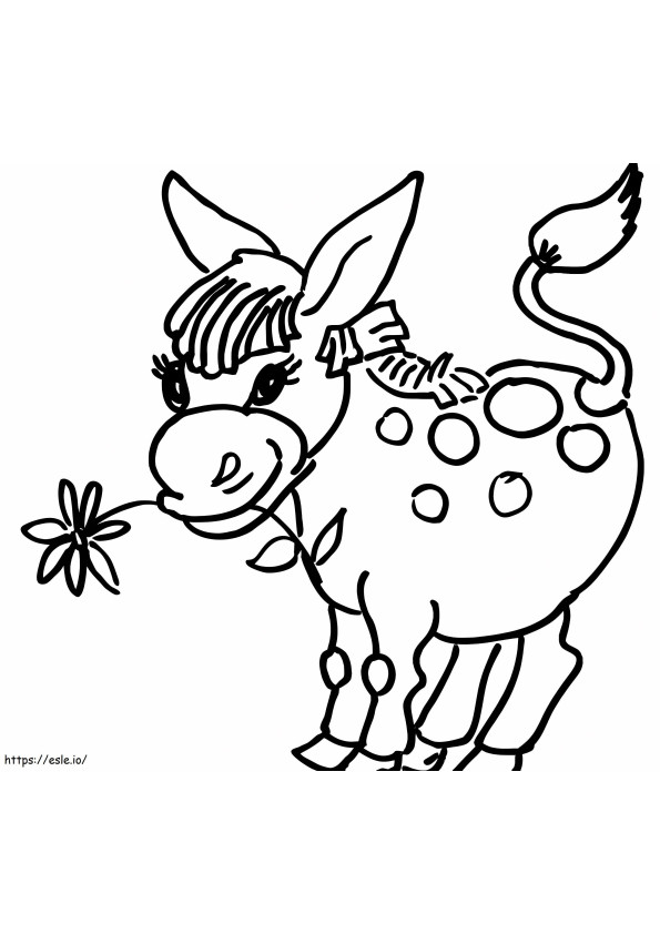Drawing Donkey With Flower coloring page