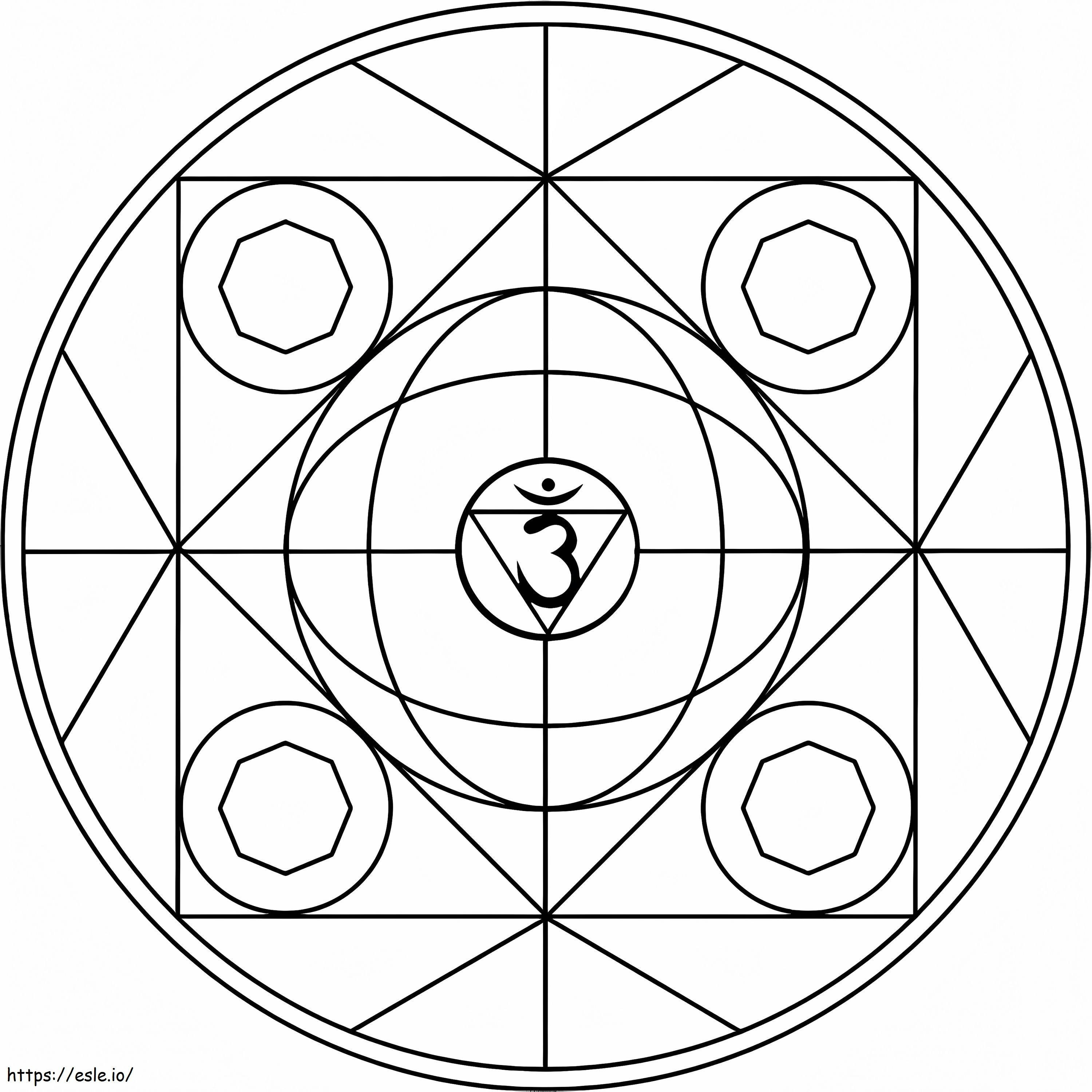 Mandala cu simbolul Ajna de colorat