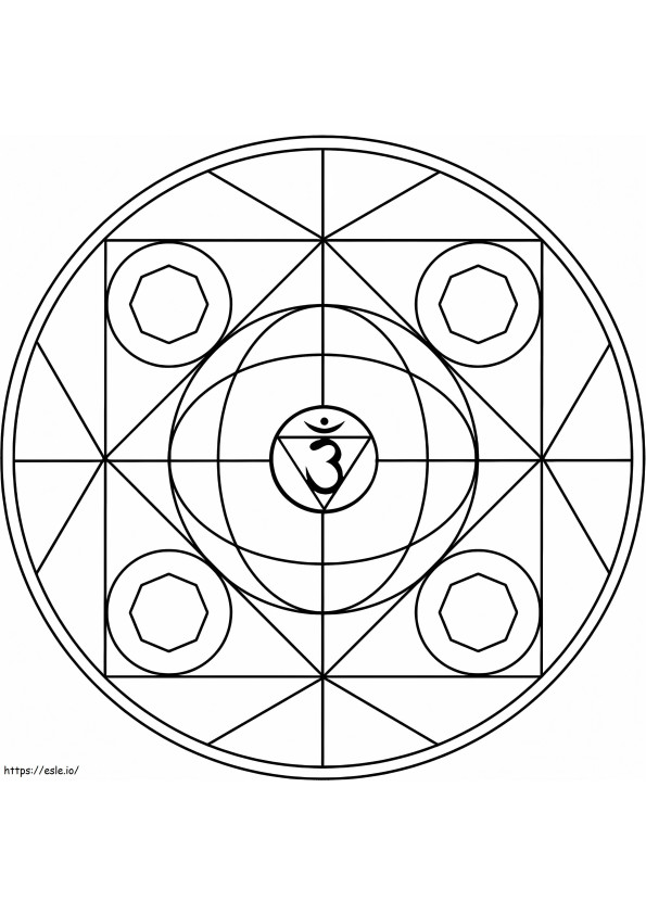 Mandala cu simbolul Ajna de colorat