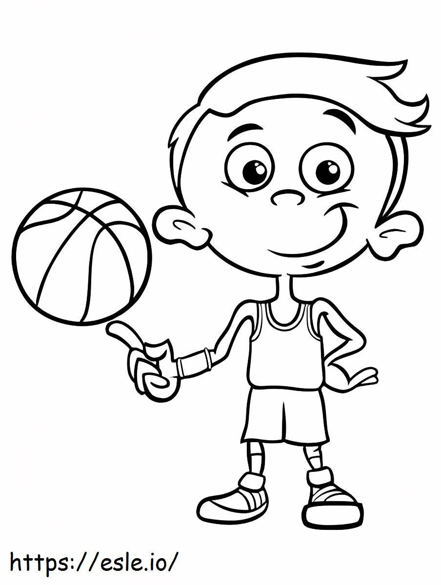 Coloriage garçon, à, basket-ball à imprimer dessin